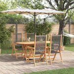 Vidaxl ensemble de salle � manger de jardin 5 pi�ces en bois dacacia gris avec table et chaises pliantes ...