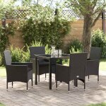 Vidaxl ensemble de salle � manger de jardin 5 pi�ces avec coussins noir en r�sine tress�e 4 places. table ...