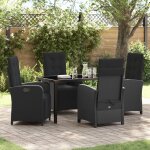 Vidaxl ensemble de salle � manger de jardin de 5 pi�ces avec coussins en poly rotin noir 3380311