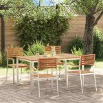 Vidaxl ensemble de salle � manger de jardin 5 pi�ces - table en bois d?acacia massif et 4 chaises ext�rieures ...