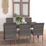 Vidaxl ensemble de salle  manger de jardin 7 pcs mobilier  dner table et chaises de patio salon de ...