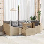 Vidaxl ensemble de salle à manger de jardin 7 pièces avec coussins beige poly rattan acacia 3349790 Vidaxl ensemble de salle à manger de jardin 7 pièces avec coussins beige poly rattan acacia 3349790