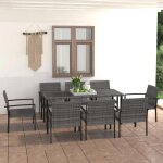 Vidaxl ensemble de salle  manger de jardin 9 pcs mobilier  dner table et chaises de patio salon de ...