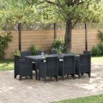 Vidaxl ensemble de salle � manger de jardin 9 pi�ces pour 10 personnes en rotin gris table dext�rieur ...