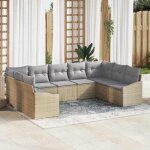 Vidaxl ensemble de salon de jardin 9 pi�ces avec des coussins beiges en rotin synth�tique au style moderne ...