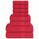 Vidaxl ensemble de serviettes frogn 8 pi�ces rouge 360 g / m� - 100% coton oeko - tex