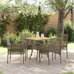 Vidaxl ensemble de table de jardin avec 4 chaises en rotin style moderne plateau en bois parfait pour ...