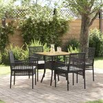 Vidaxl ensemble de table  manger dextrieur avec 4 chaises en rotin mobilier de jardin moderne plateau ...