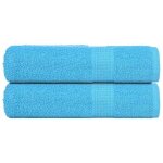 Vidaxl essuie - mains 2 pcs turquoise 50x100 cm 360 g / m 100% coton essuie - mains serviette de bain ...
