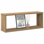 Vidaxl �tag�res cube murales 2 pcs ch�ne artisanal 60x15x23 cm stockage en forme de cube organisateur ...