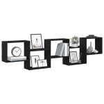 Vidaxl �tag�re cube murale 5 compartiments noir bois ding�nierie 859996