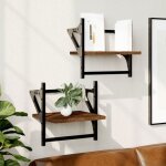 Vidaxl tagres murales avec barres 2 pcs chne marron 30x25x30 cm 836237