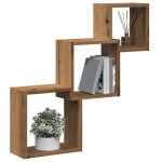 Vidaxl tagres murales forme de cube chne artisanal bois ingnierie stockage en forme de cube organisateur ...