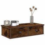 Vidaxl tagre murale avec tiroirs chne fum bois dingnierie tagre murale avec armoire meuble de ...