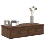 Vidaxl tagre murale avec tiroirs chne marron bois dingnierie tagre murale avec armoire meuble de ...