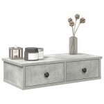 Vidaxl tagre murale avec tiroirs gris bton bois dingnierie tagre murale avec armoire meuble de ...