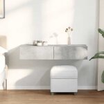 Vidaxl tagre murale avec tiroirs gris bton bois dingnierie tagre murale avec armoire meuble de ...