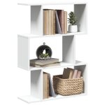 Vidaxl �tag�re s�paratrice de pi�ce � 3 niveaux blanc 70x24x97 cm biblioth�que support � livres �tag�re ...