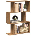 Vidaxl tagre sparatrice de pice  3 niveaux chne artisanal bibliothque support  livres tagre ...