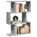 Vidaxl tagre sparatrice de pice  3 niveaux sonoma gris 70x24x97cm, bibliothque, support  livres, ...