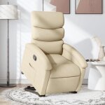 Vidaxl fauteuil inclinable cr�me tissu chaise inclinable fauteuil inclinable pour personnes �g�es fauteuil ...