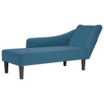 Vidaxl fauteuil long avec accoudoir droit bleu velours fauteuil fauteuil de dtente fauteuil long rembourre ...