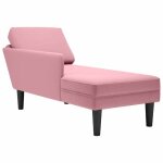 Vidaxl fauteuil long avec coussin et accoudoir droit rose velours fauteuil fauteuil de d�tente fauteuil ...