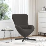 Vidaxl fauteuil ?uf gris fonc� en tissu boucle �cologique design moderne fauteuil pivotant pour adultes ...