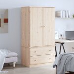 Vidaxl garde - robe alta 90x55x170 cm bois massif de pin armoire de rangement organisateur de garde - ...