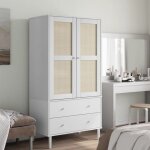 Vidaxl garde - robe, armoire avec 2 tiroirs et 4 compartiments, placard avec porte, meuble de rangement, ...