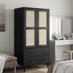 Vidaxl garde - robe armoire avec 2 tiroirs et 4 compartiments placard avec porte meuble de rangement ...