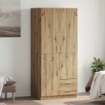 Vidaxl garde - robe chne artisanal 80x52x180 cm bois dingnierie armoire de rangement organisateur de ...