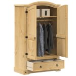 Vidaxl garde - robe corona 101x52x170 cm bois de pin massif placard garde - robe de chambre organisateur ...