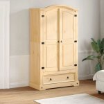 Vidaxl garde - robe corona 102x52x186 cm bois de pin massif armoire de rangement organisateur de garde ...
