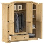 Vidaxl garde - robe corona 1515x52x170 cm bois de pin massif placard garde - robe de chambre organisateur ...