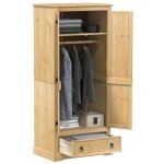 Vidaxl garde - robe corona 76x50x170 cm bois de pin massif armoire de rangement organisateur de garde ... Vidaxl garde - robe corona 76x50x170 cm bois de pin massif armoire de rangement organisateur de garde ...