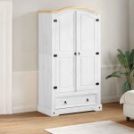 Vidaxl garde - robe corona blanc 102x52x186 cm bois de pin massif armoire de rangement organisateur de ...