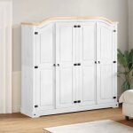 Vidaxl garde - robe corona blanc 194x52x186 cm bois de pin massif armoire de rangement organisateur de ...