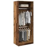 Vidaxl garde - robe vieux bois 80x50x200 cm bois dingnierie armoire de rangement organisateur de garde ...