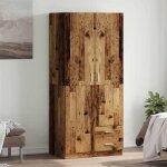 Vidaxl garde - robe vieux bois 80x52x180 cm bois d'ingénierie, armoire de rangement, organisateur de ... Vidaxl garde - robe vieux bois 80x52x180 cm bois d'ingénierie, armoire de rangement, organisateur de ...