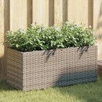 Vidaxl jardini�re avec 2 pots gris 72x30x32 cm r�sine tress�e jardini�re dext�rieur bac � fleurs bac ...