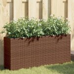 Vidaxl jardini�re avec 2 pots marron 90x20x40 cm r�sine tress�e jardini�re dext�rieur bac � fleurs bac ...