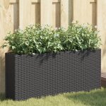 Vidaxl jardini�re avec 2 pots noir 90x20x40 cm r�sine tress�e jardini�re dext�rieur bac � fleurs bac ...