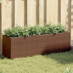 Vidaxl jardini�re avec 3 pots marron 105x30x32 cm r�sine tress�e jardini�re dext�rieur bac � fleurs bac ...