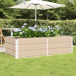 Vidaxl jardini�re / bac � fleurs ivoire 160 x 80 x 45 cm - acier et plastique int�rieur & ext�rieur