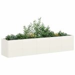 Vidaxl jardini�re blanc 200x40x40 cm acier lamin� � froid pot de fleurs support de plantes lit sur�lev� ...