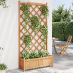 Vidaxl jardini�re avec treillis bac � fleurs de patio bo�te de plantation dext�rieur pour l�gumes herbes ...