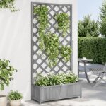 Vidaxl bac � fleurs avec treillis 90x35x180 cm sapin massif gris jardini�re sur�lev�e pour int�rieur ...