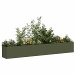 Vidaxl jardini�re vert olive 280x40x40 cm acier lamin� � froid pot de fleurs support de plantes lit sur�lev� ...