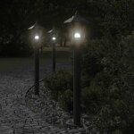 Vidaxl lampadaires dext�rieur 3 pcs noir 80 cm acier inoxydable �clairage au sol dext�rieur �clairage ...